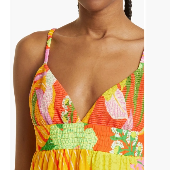 NWT $255 FARM Rio Neon Floral Tiered Cotton Maxi Dress in size XL! - Picture 10 of 14